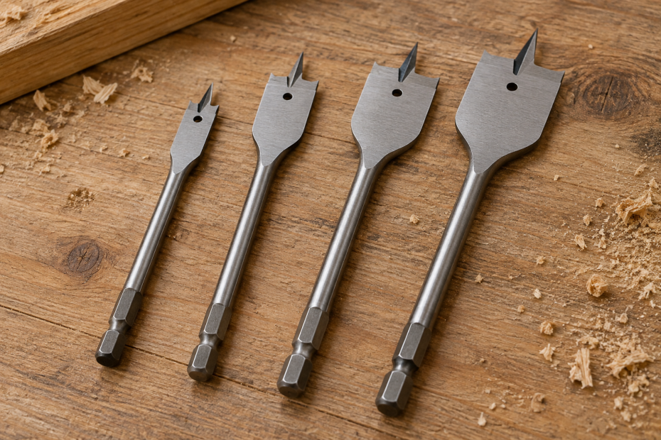 AI-generated editorial illustration of spade drill bits